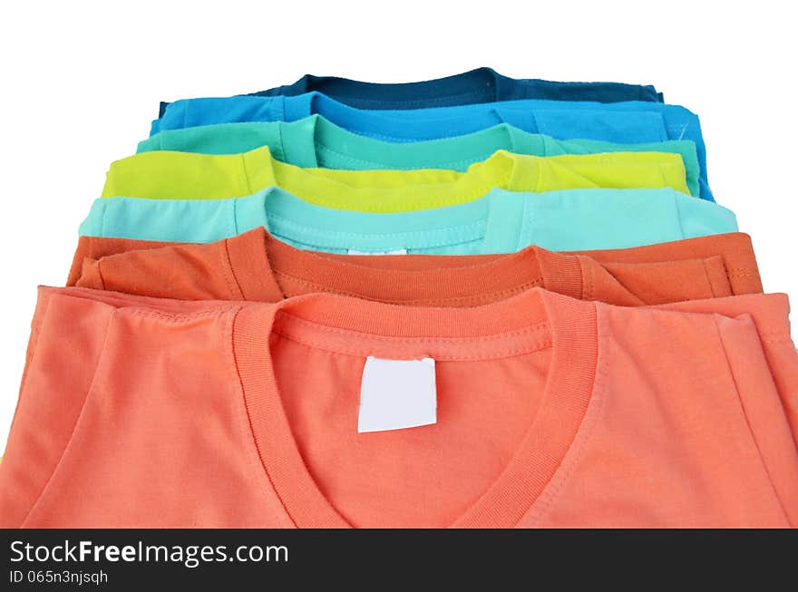 Colorful t-shirt on white background