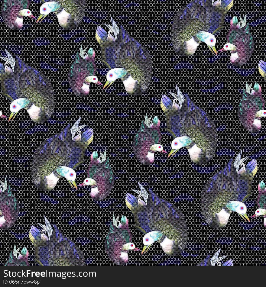 Seamless fishnet pattern with a pair of ducks. Seamless fishnet pattern with a pair of ducks