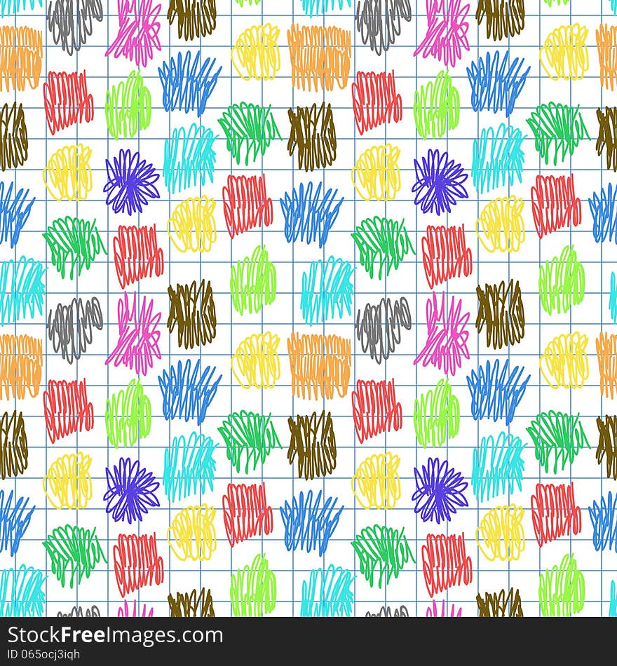 Seamless pattern with colour scrawl