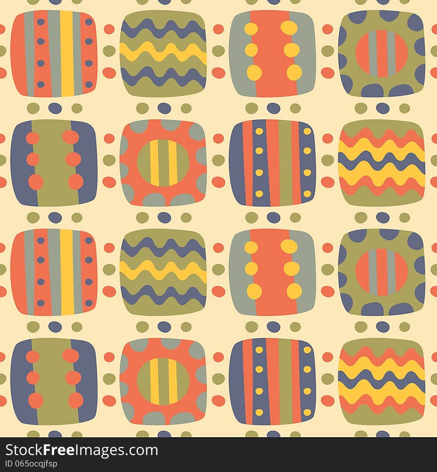 Seamless Abstract Bright Patterns With Elements