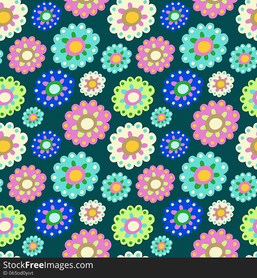 Seamless color pattern with plenty of flowers