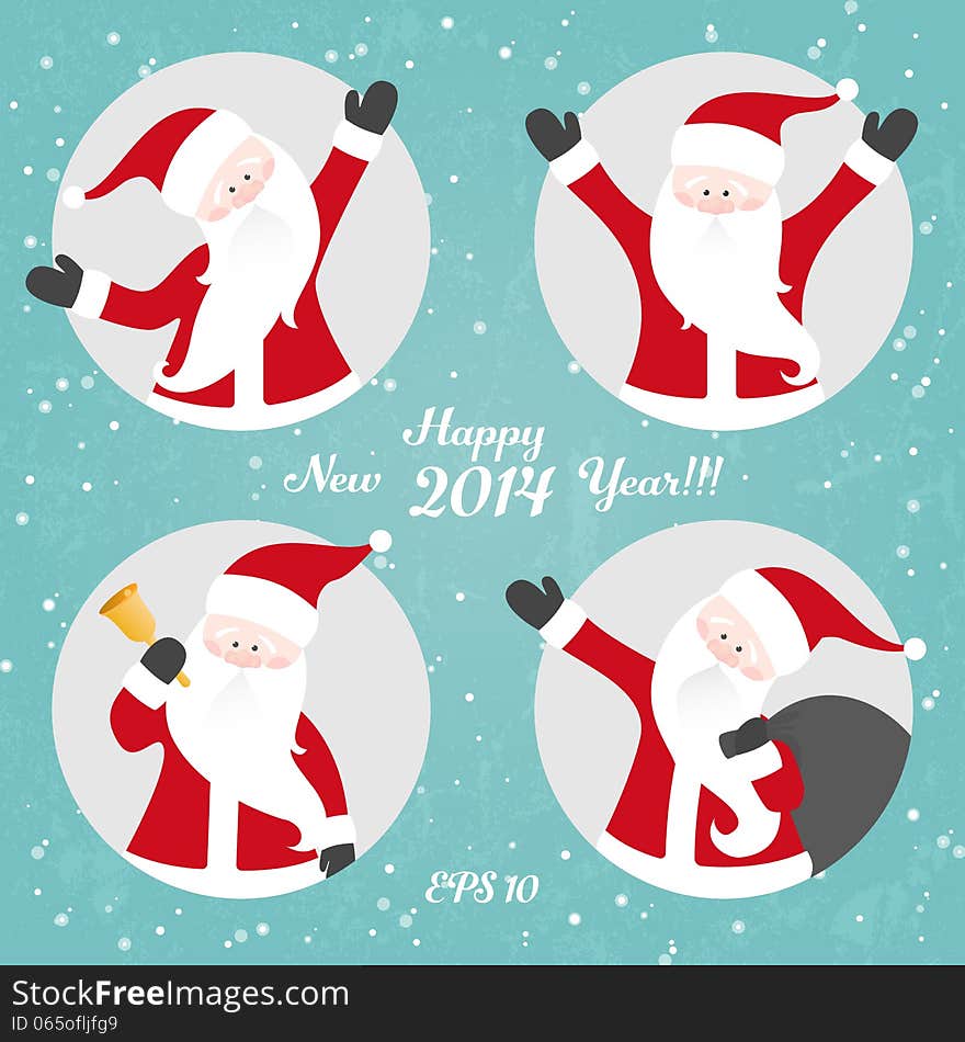 Vector Christmas set with Santa