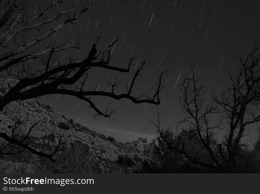 Night photography with star background