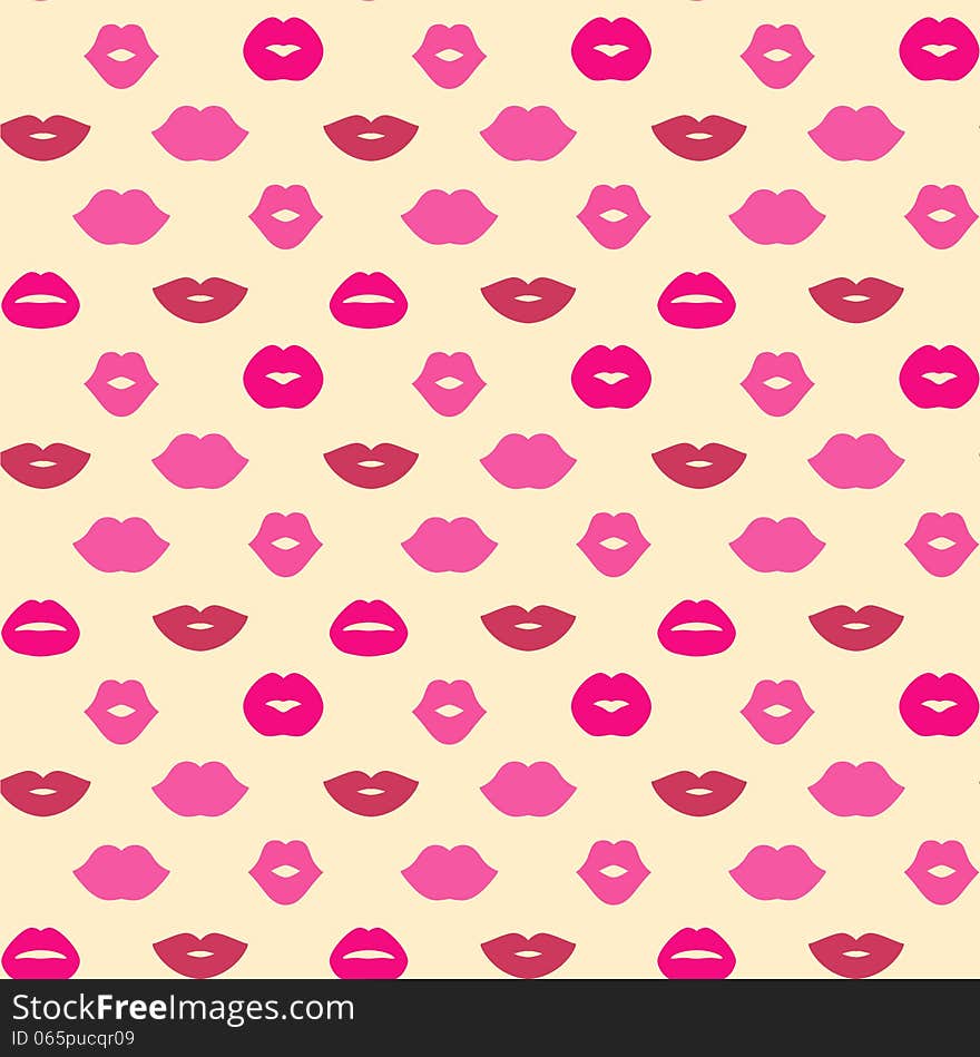 Lips Vector Seamless Pattern. This is file of EPS10 format.