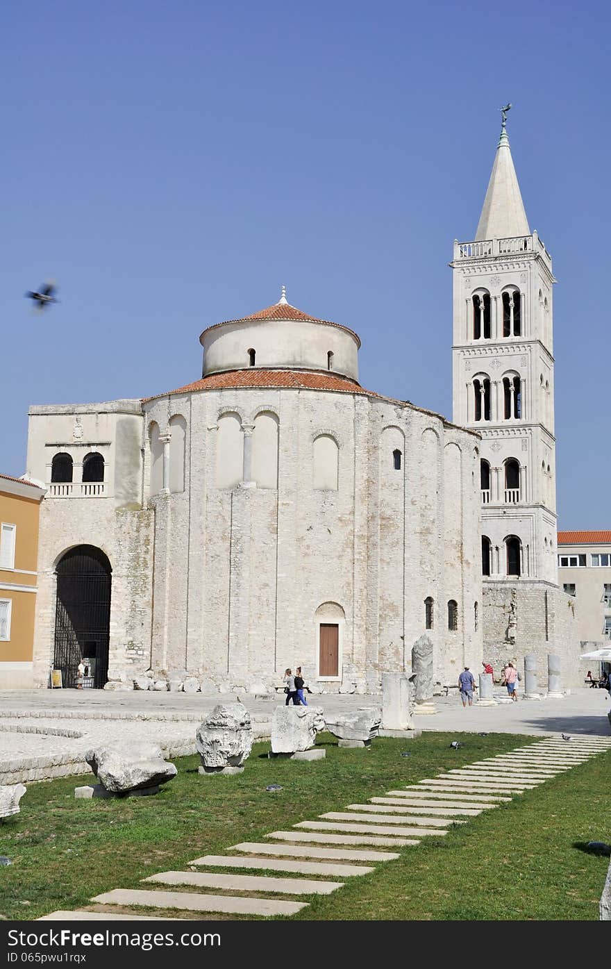 St Donatus Church in Zadar, Croatia. Roman ruins in the foreground.