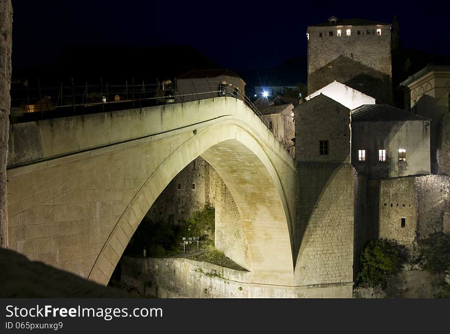 Mostar - Old Bridge at night