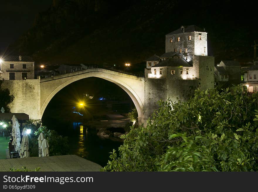 Mostar - Old Bridge at night