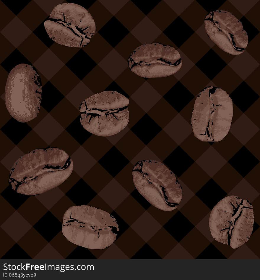 Seamless background pattern. Coffee beans. Seamless background pattern. Coffee beans