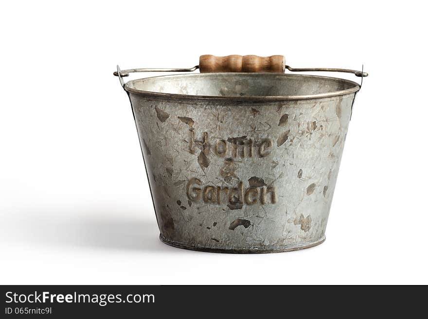 Tin Bucket On A White Background  With Clipping Path