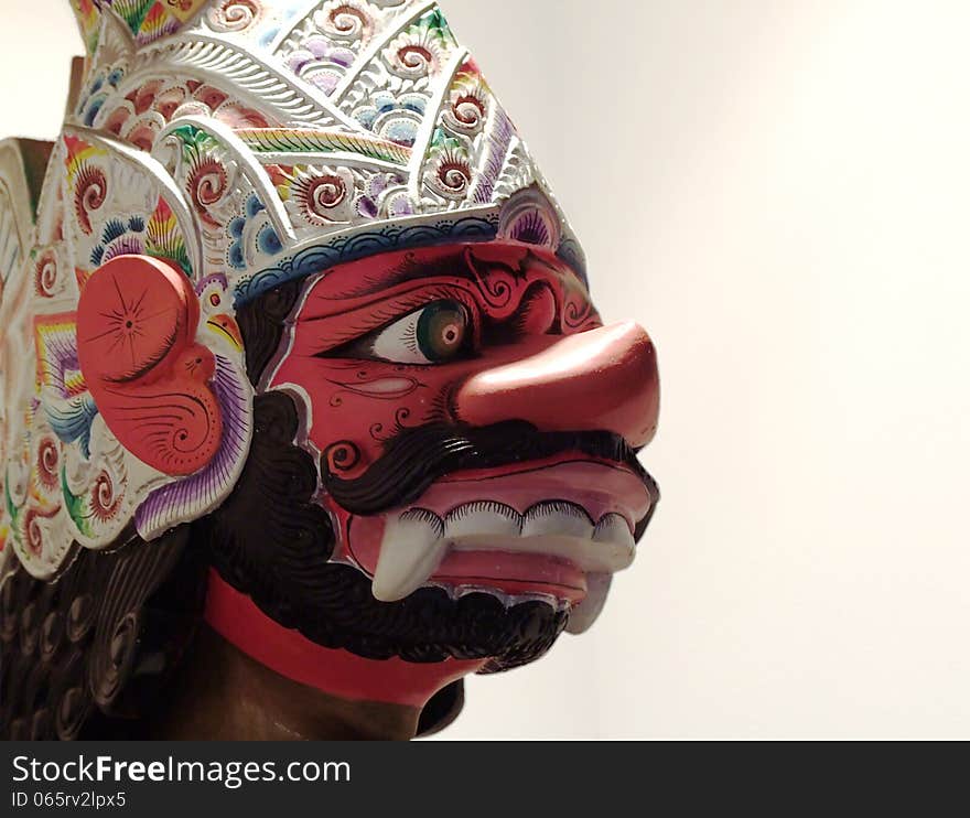 Detail of a puppet used in traditional Javanese wayang show. Detail of a puppet used in traditional Javanese wayang show