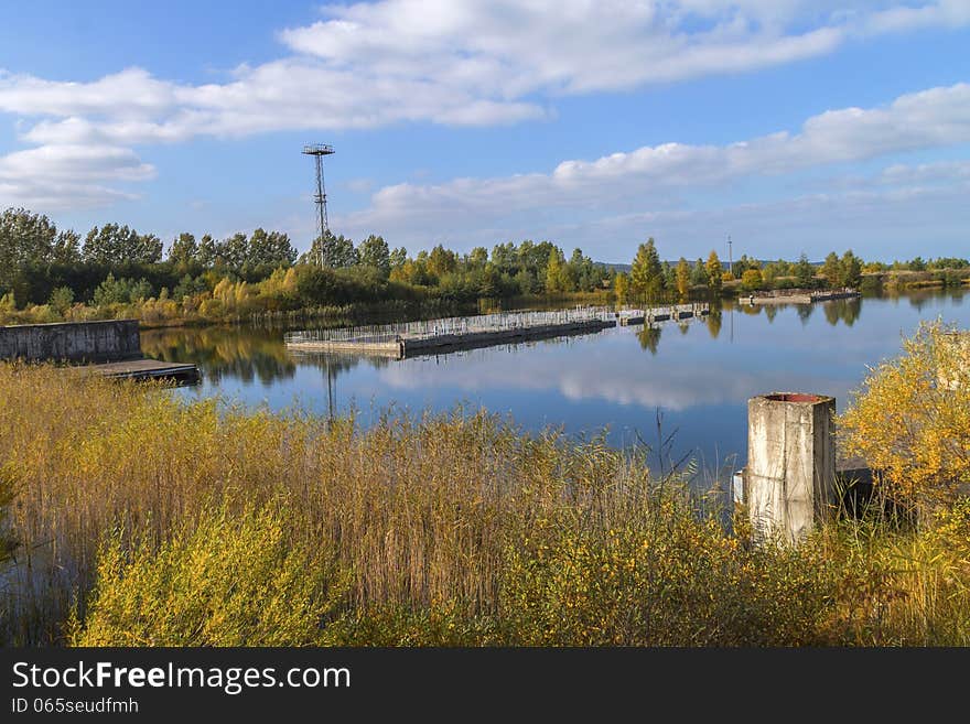 The ruins of an abandoned nuclear power plant in Zarnowiec, Poland