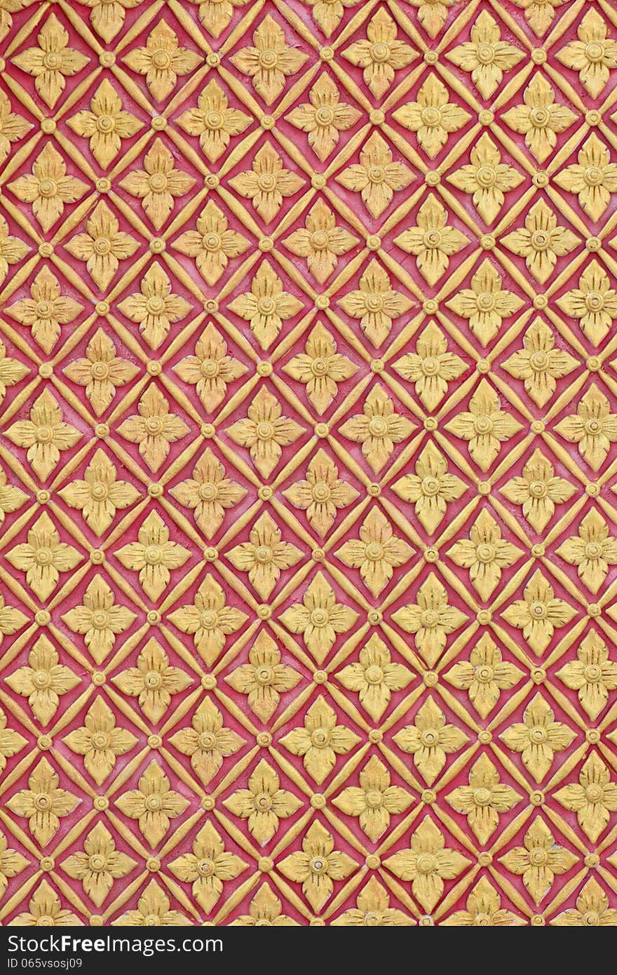 Art Pattern Stucco Gold Red Temple Background