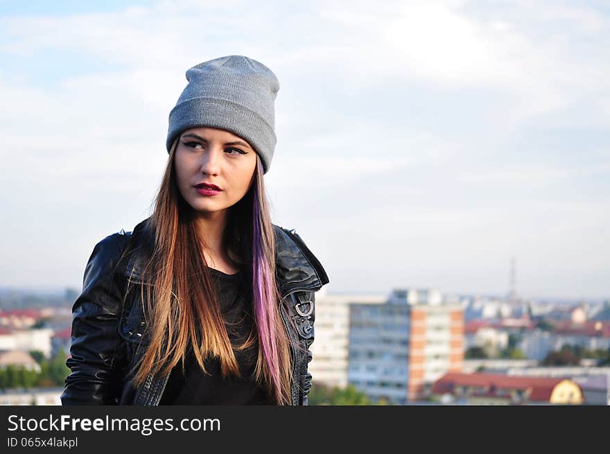 Portrait of an attractive young woman with long hair. Portrait of an attractive young woman with long hair.