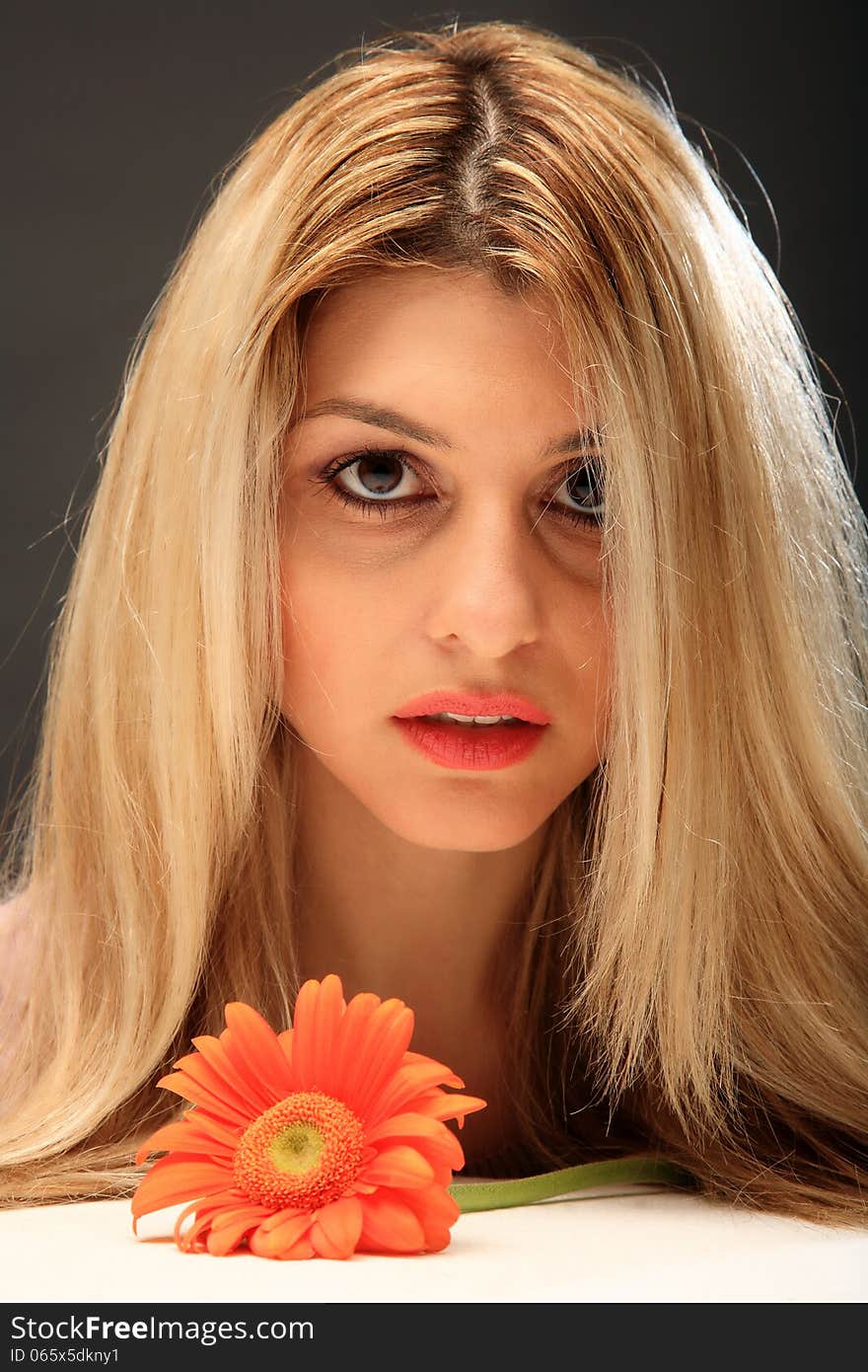 Portrait of a beautiful girl with a flower. Portrait of a beautiful girl with a flower