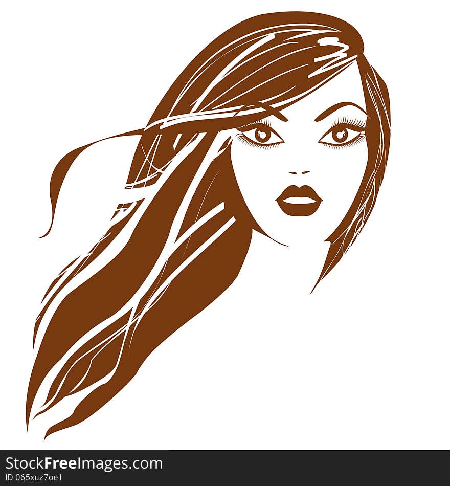 Eps fashion beautiful woman with long wavy hair. Vector