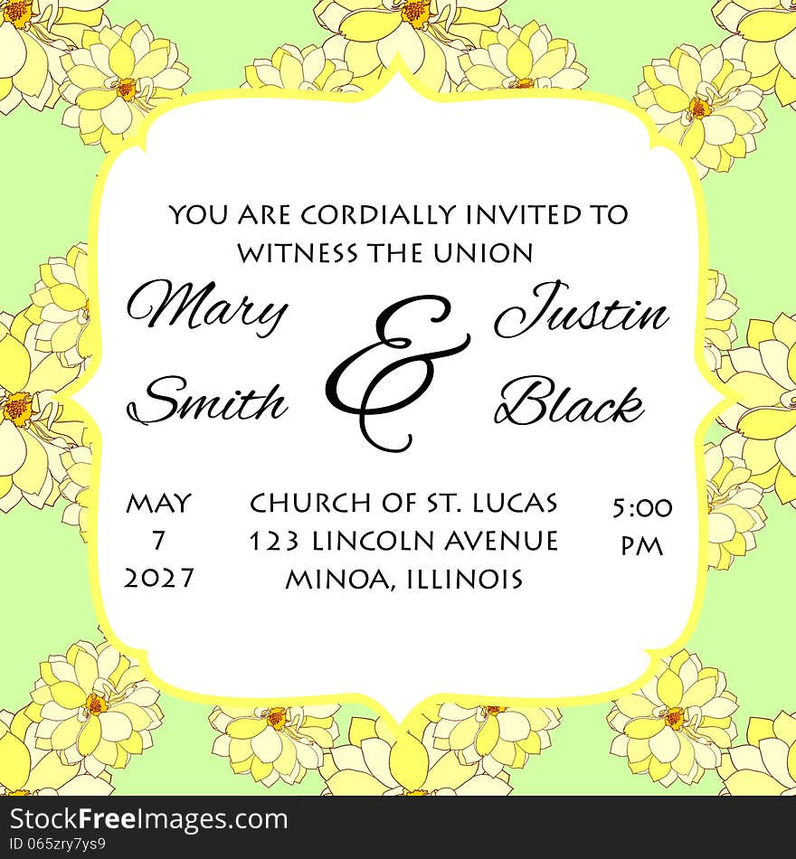 Wedding card or invitation with abstract floral background