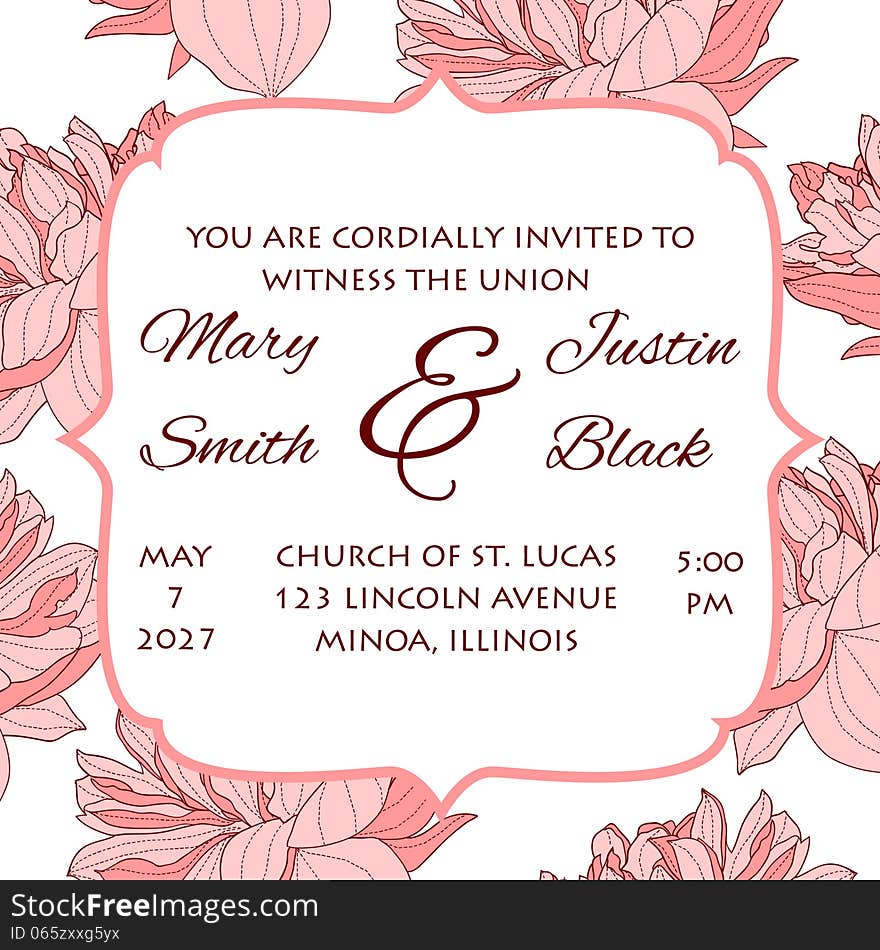 Wedding card or invitation with abstract floral background