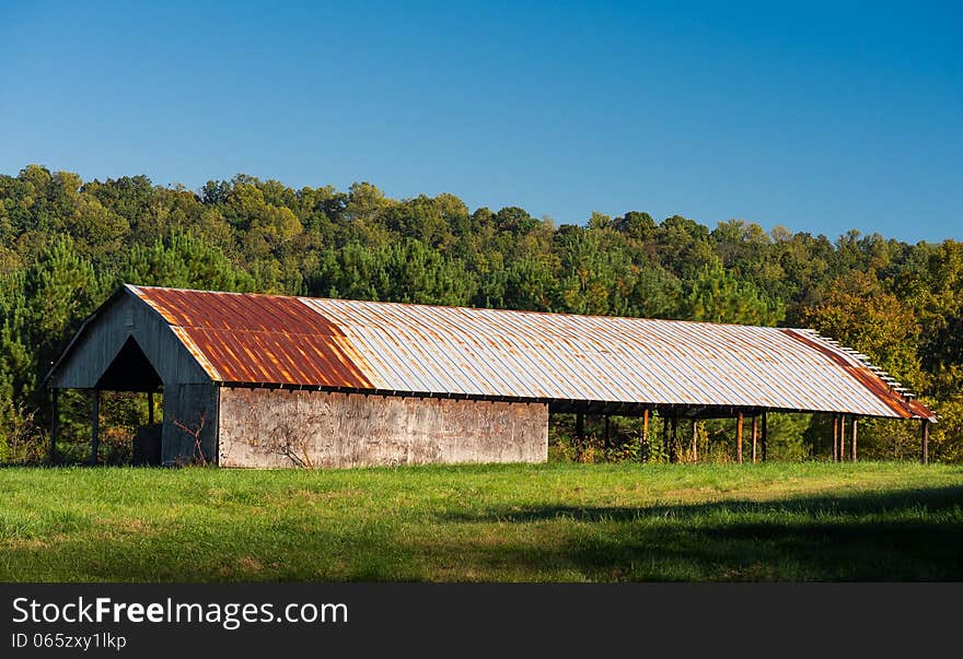 A long barn sits near Red Clay Park in southern Tennessee. A long barn sits near Red Clay Park in southern Tennessee.