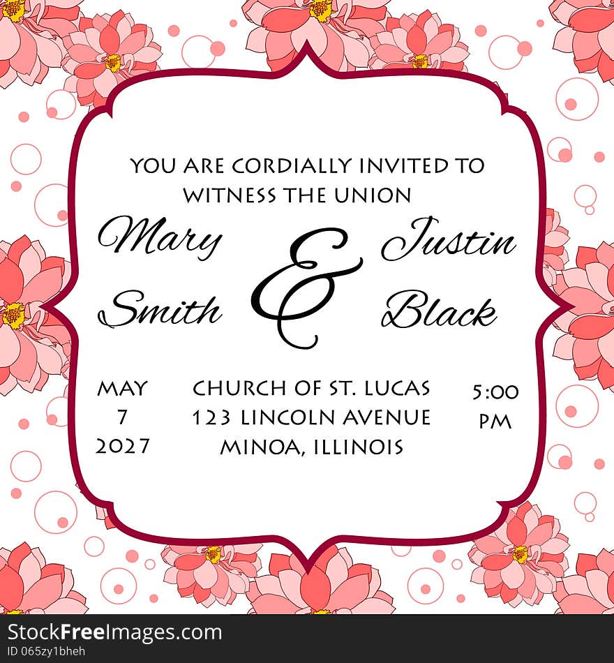 Wedding card or invitation with abstract floral background