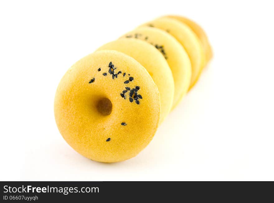 Mini Donut With Poppy On White Background