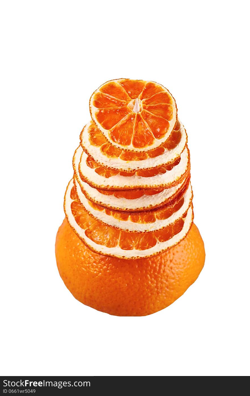 Decorative Tree From Orange Slices On A White Background