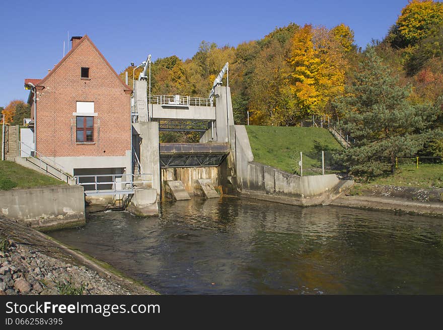 Small hydroelectric power plant on the river Radunia near the town of Gdańsk, Poland. Small hydroelectric power plant on the river Radunia near the town of Gdańsk, Poland