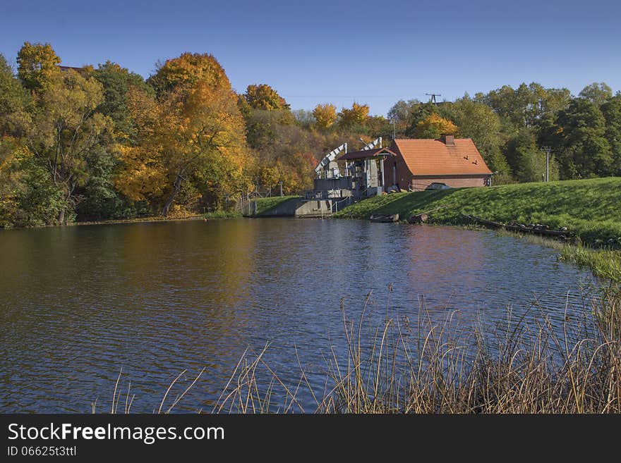 Small hydroelectric power plant on the river Radunia near the town of Gdańsk, Poland. Small hydroelectric power plant on the river Radunia near the town of Gdańsk, Poland