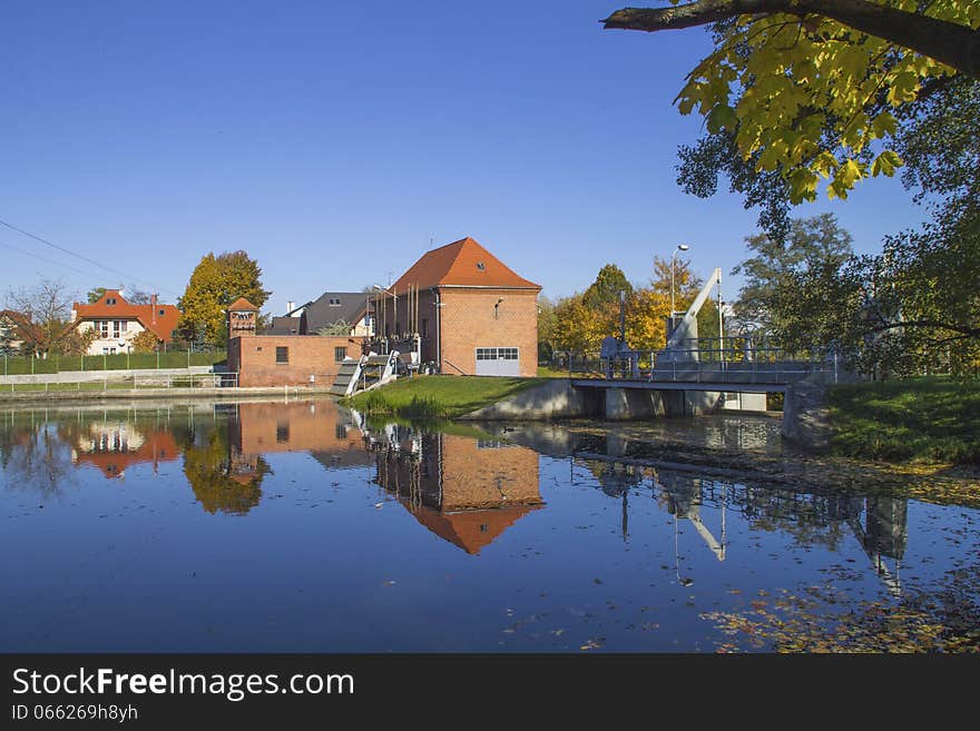 Small hydroelectric power plant on the river Radunia near the town of Gdańsk, Poland. Small hydroelectric power plant on the river Radunia near the town of Gdańsk, Poland