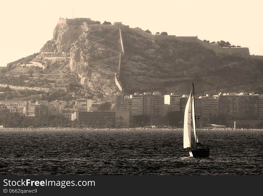 Sailing boat, vintage image