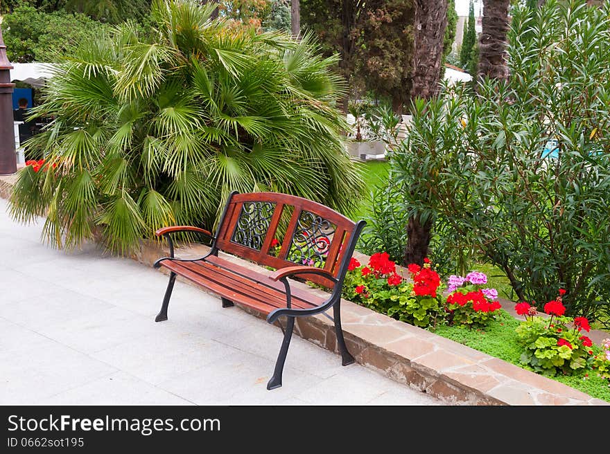 Wooden bench in the park. Wooden bench in the park