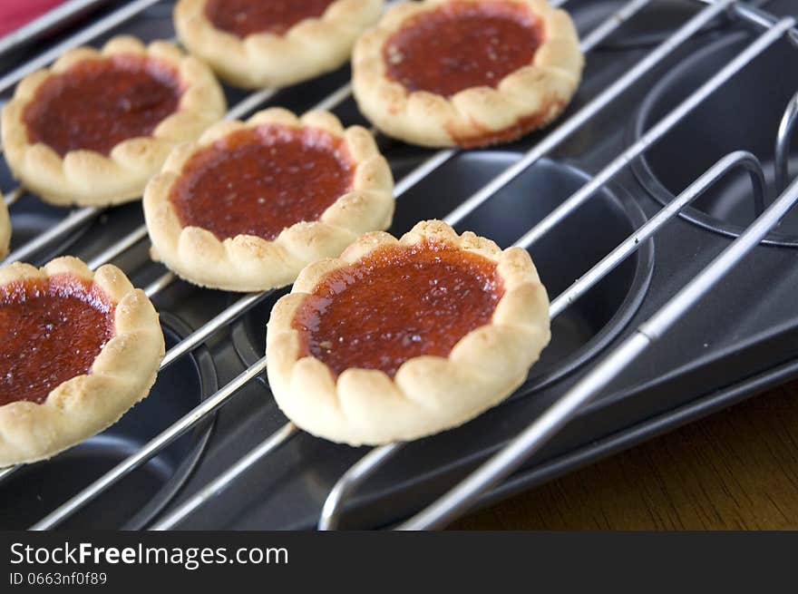 Close up cookies strawberry jam. Close up cookies strawberry jam