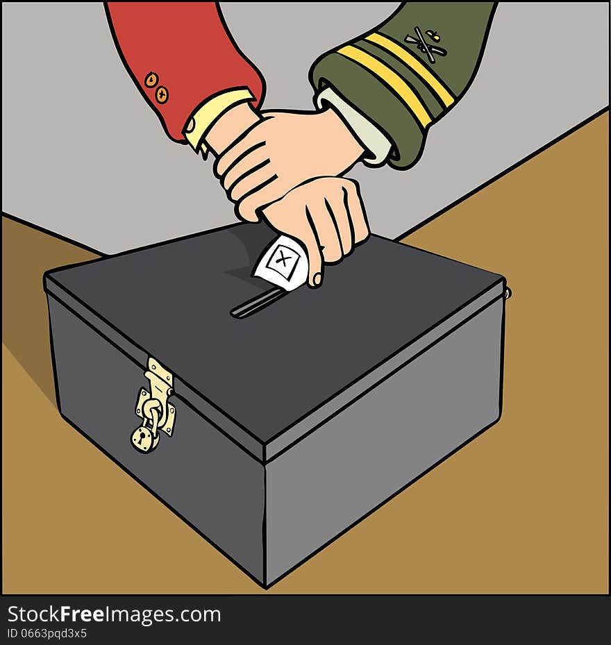 Uniformed Official stopping someone voting. Uniformed Official stopping someone voting