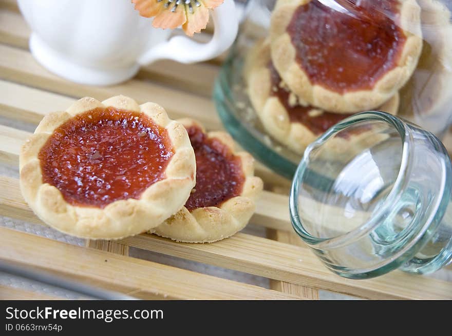 Close up cookies with jar