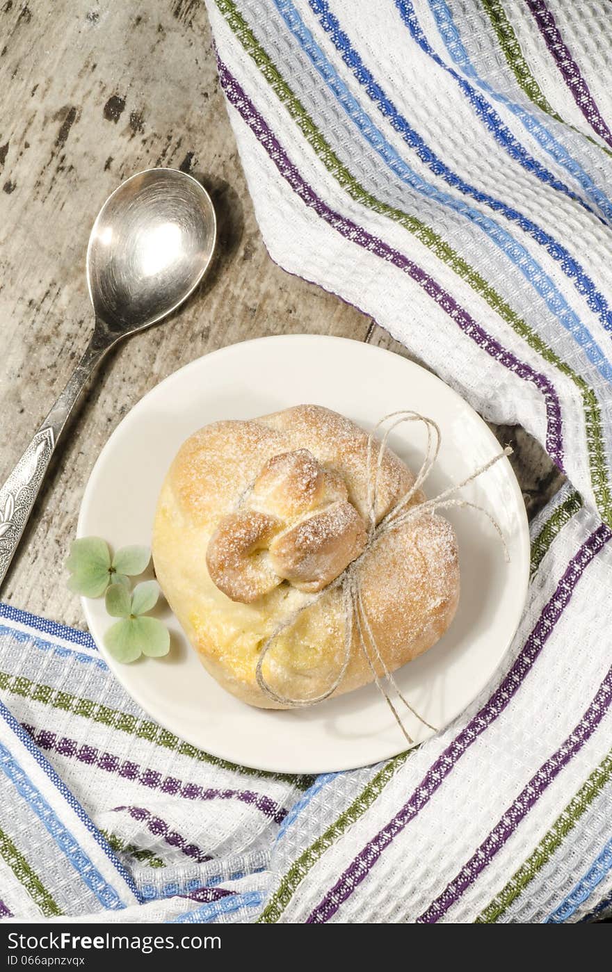 Paradise apples baked in pastry, in shape of bags. From series Winter desserts