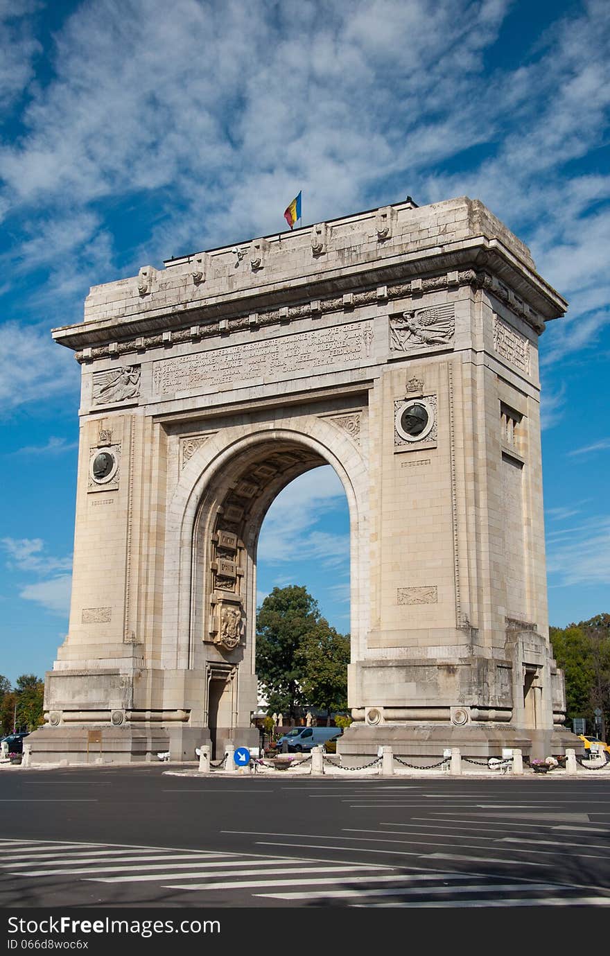 The Arch of Triumph in Bucharest, built in 1922 to honor the soldiers of World War I and their victories in combat. The Arch of Triumph in Bucharest, built in 1922 to honor the soldiers of World War I and their victories in combat.