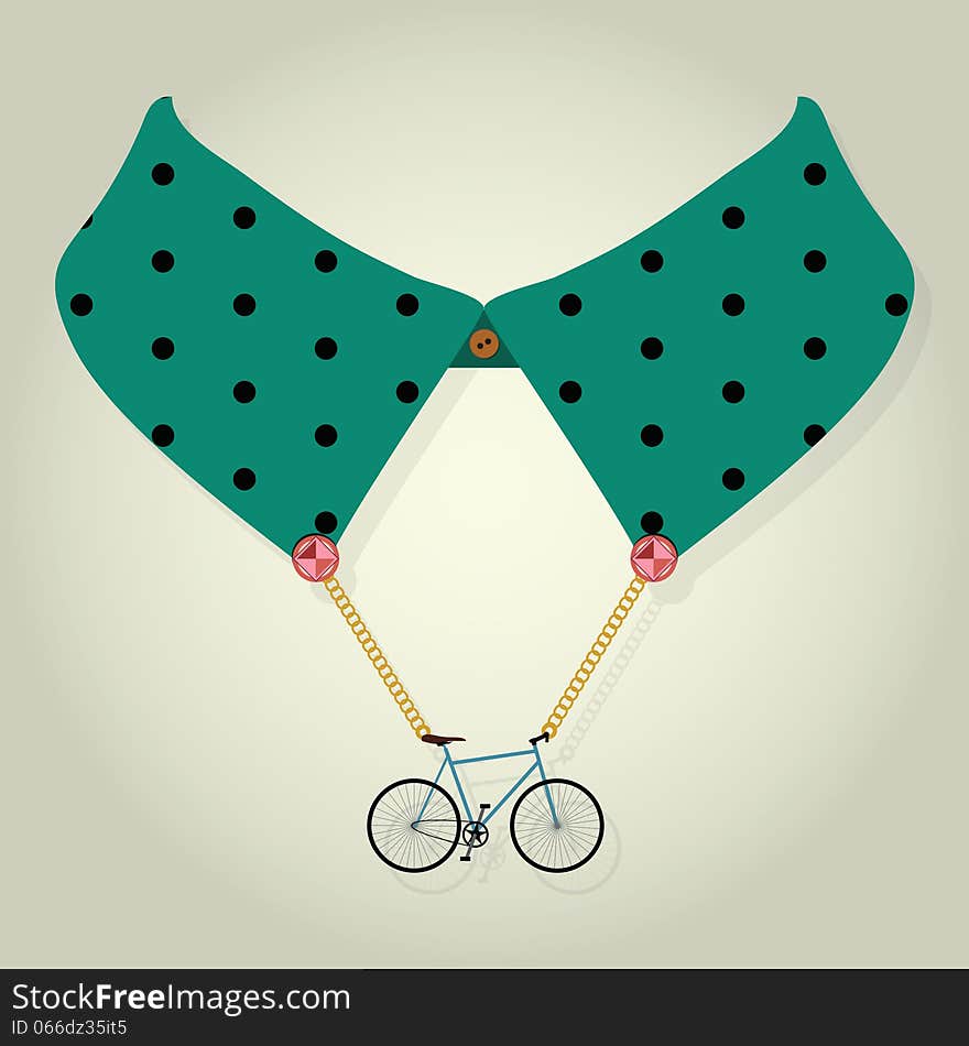 Hipster Collar with Chain Bicycle Accessory Vector