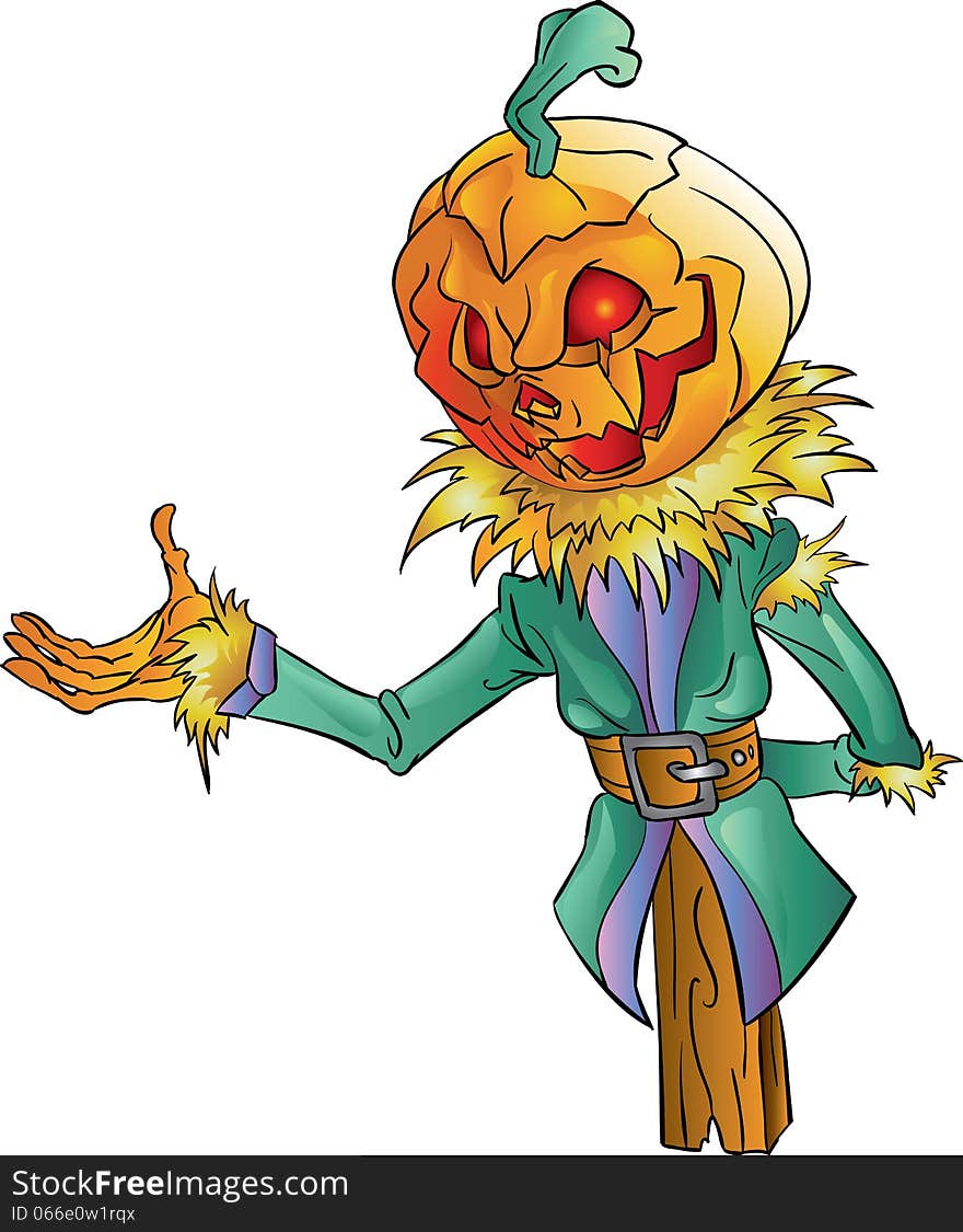 Pumpkin head colored isolated illustration