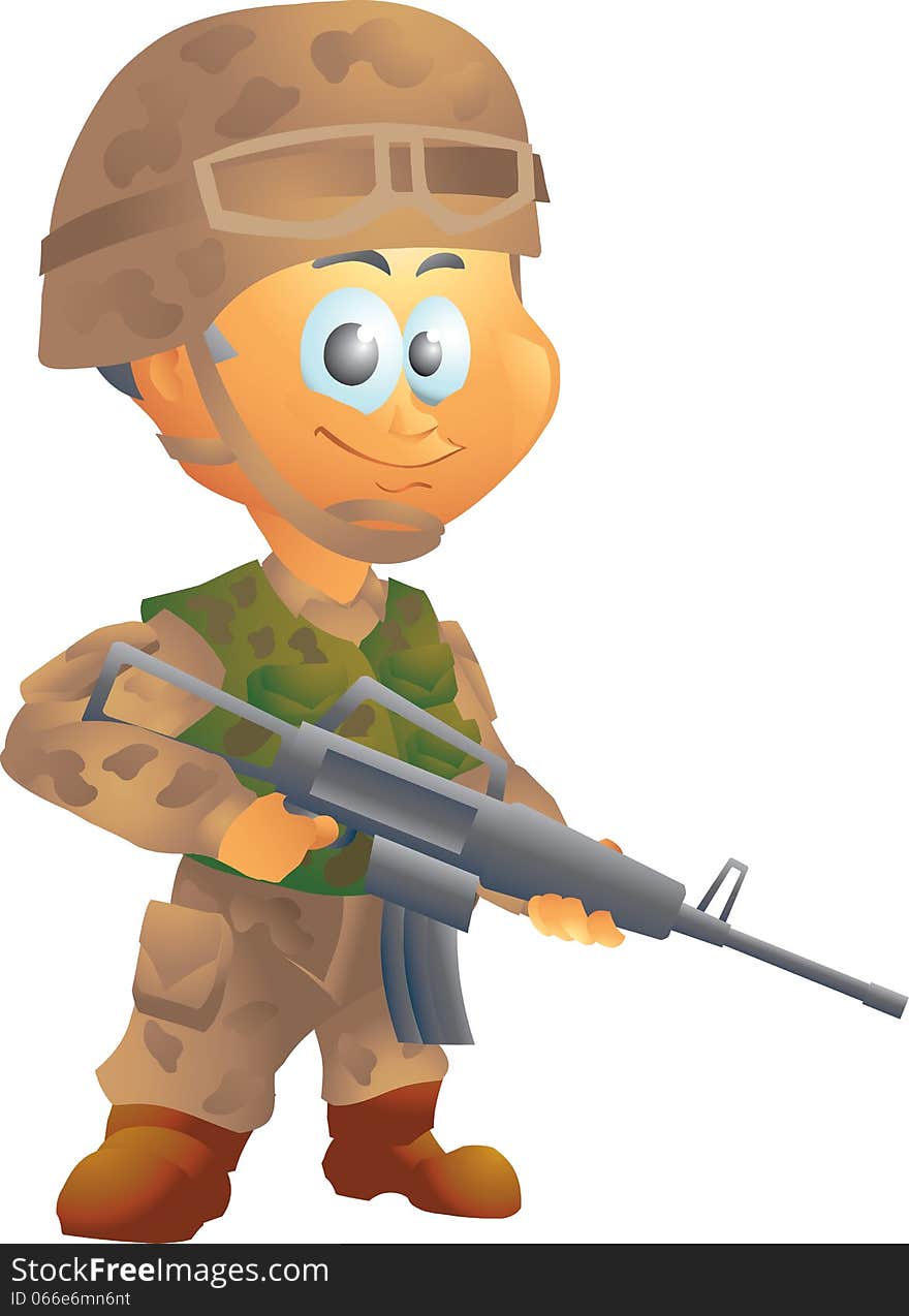 Cute Army soldier isolated