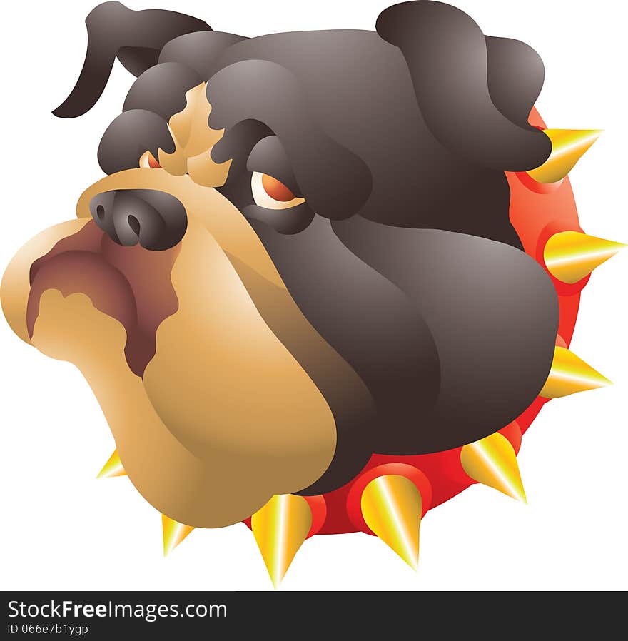 Black bulldog head isolated illustration