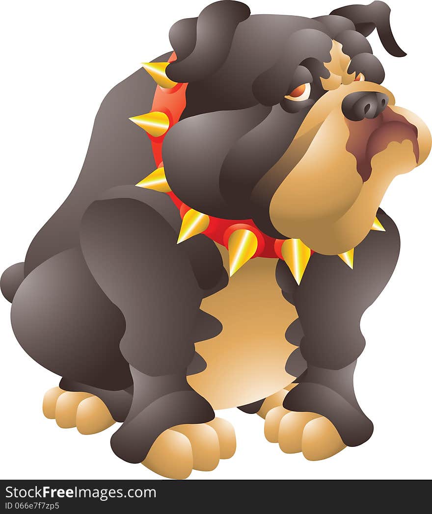 Big black bulldog isolated illustration