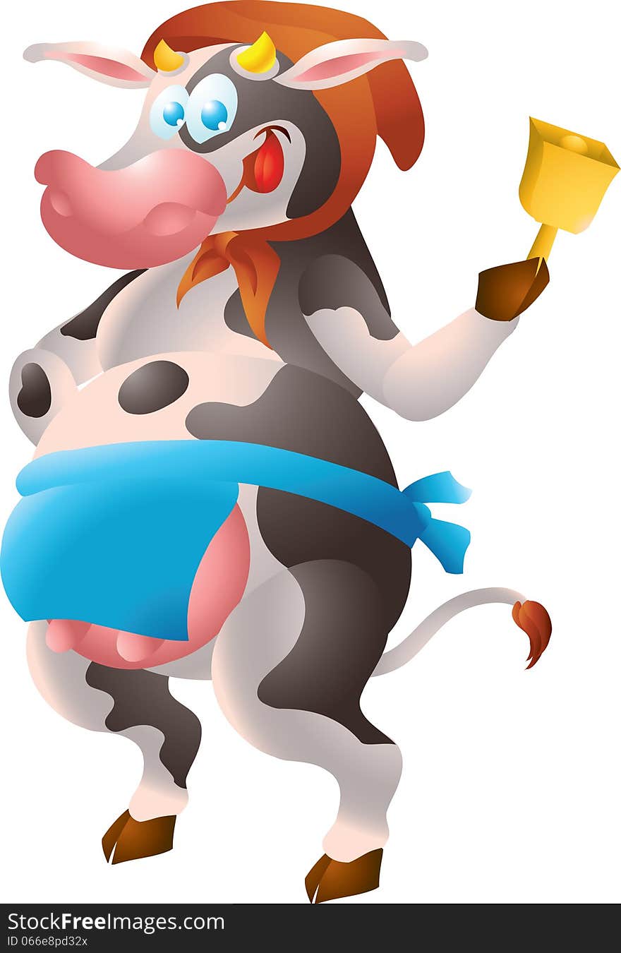 Cow Farmer with bell isolated