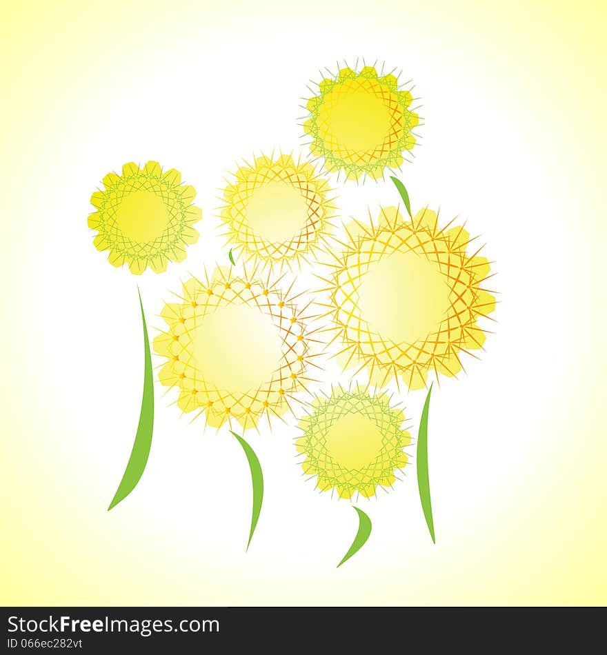 Abstract flowers on a yellow background. Abstract flowers on a yellow background