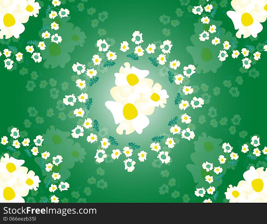 Abstract flowers on a yellow background. Abstract flowers on a yellow background