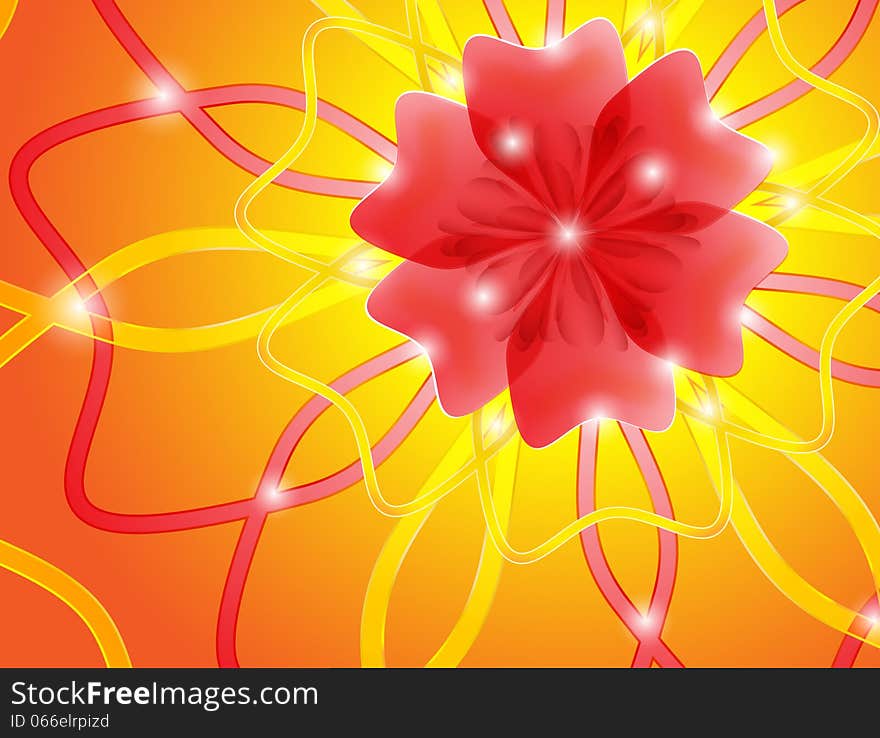 Abstract flowers on a yellow background. Abstract flowers on a yellow background