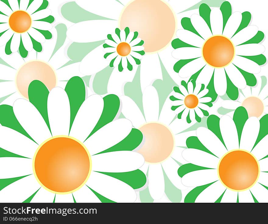 Abstract flowers on a yellow background