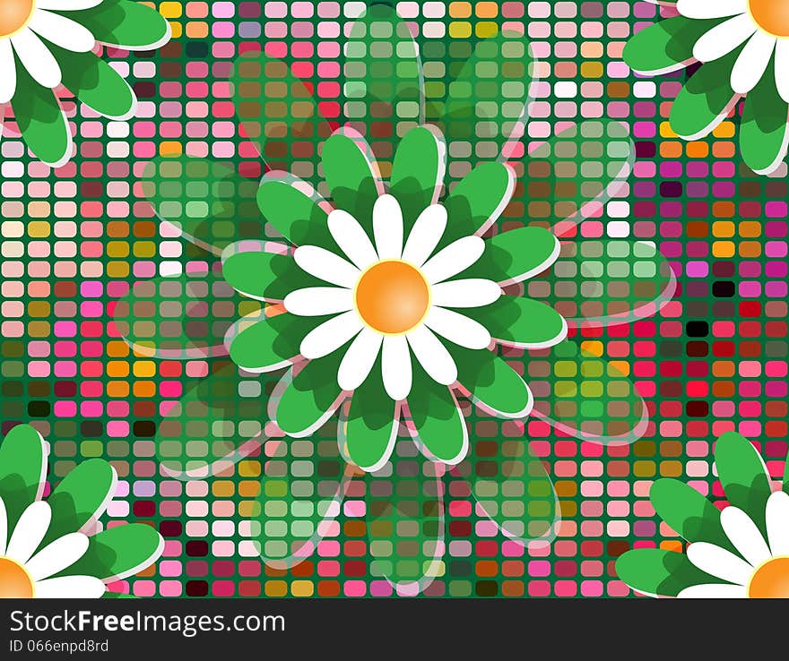 Abstract flowers on a yellow background