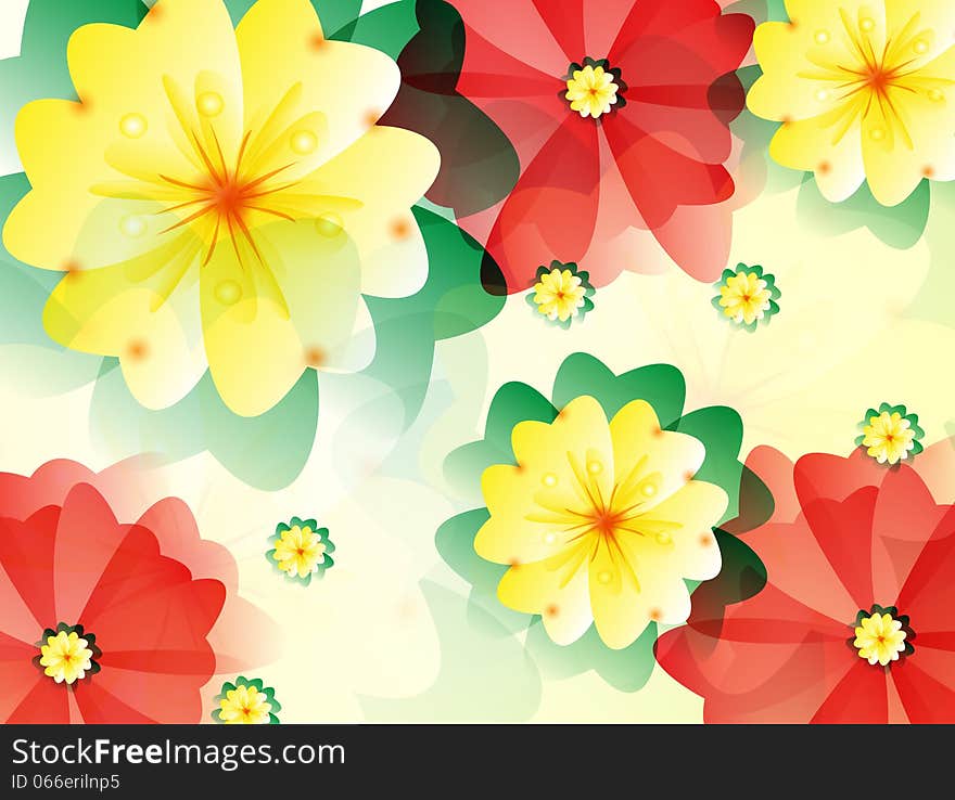 Abstract flowers on a yellow background. Abstract flowers on a yellow background