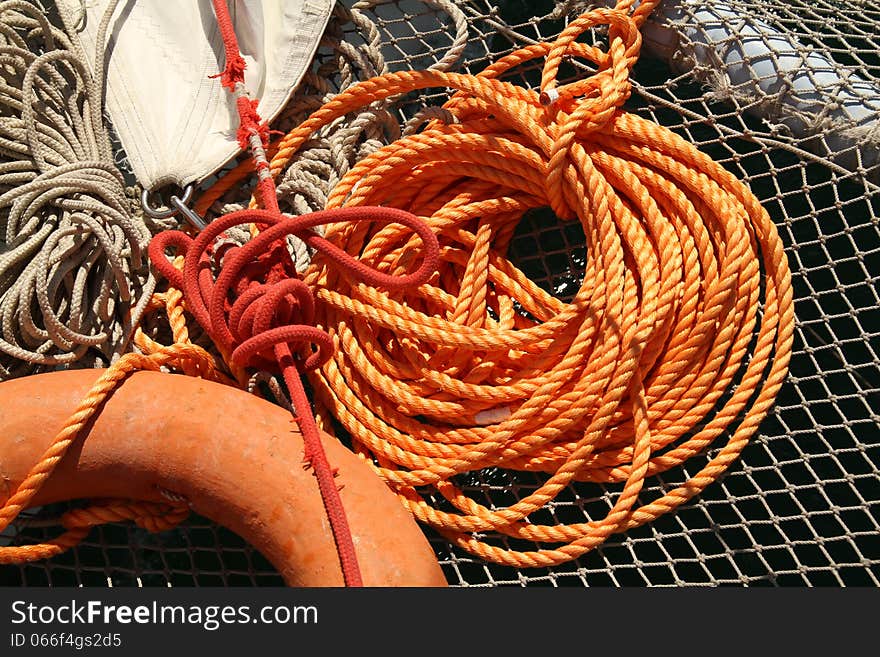 Orange rope lifeline fragment sails