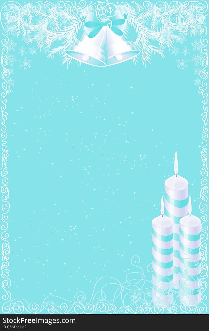 Blue Christmas background with candles