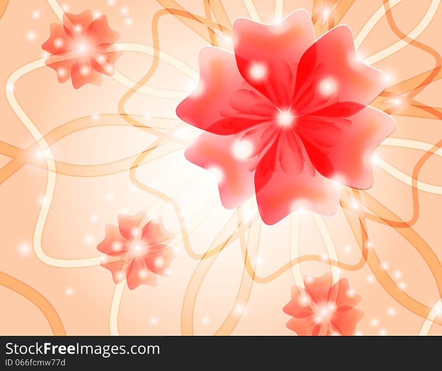 Abstract flowers on a yellow background. Abstract flowers on a yellow background